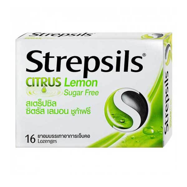 Strepsils Citrus Lemon Lozenges Sugar Free 16's