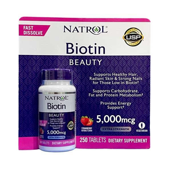 Natrol Biotin Strawberry Flavor 5000mcg 250 Tablet